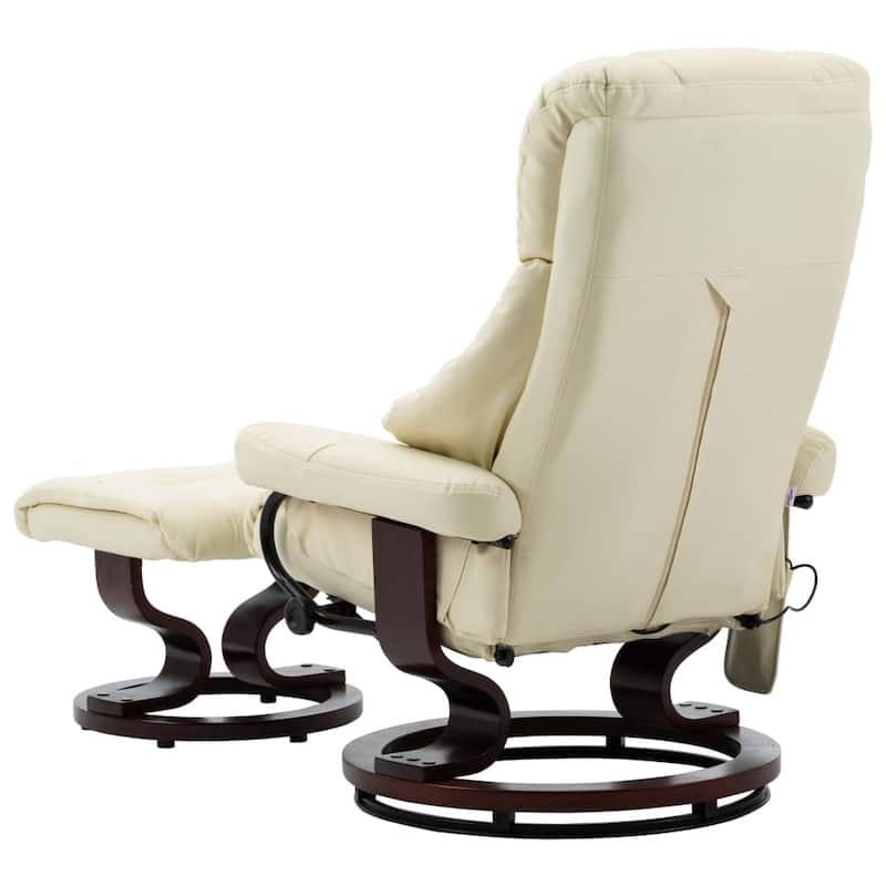 vidaXL Massage Recliner Swiveling Recliner Chair Faux Leather and Bentwood - 31.9" x 34.6" x 42.9"