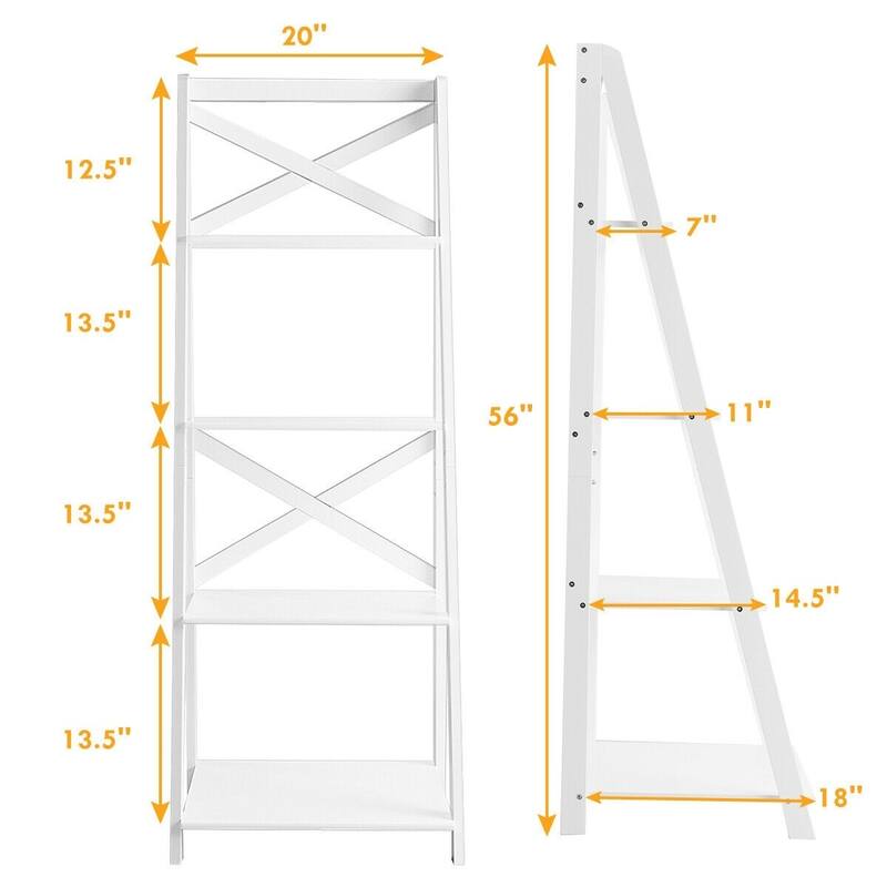4-Tier Wood Display Storage Bookshelf - 20.0" x 18.1" x 56.3" (L x W x H)