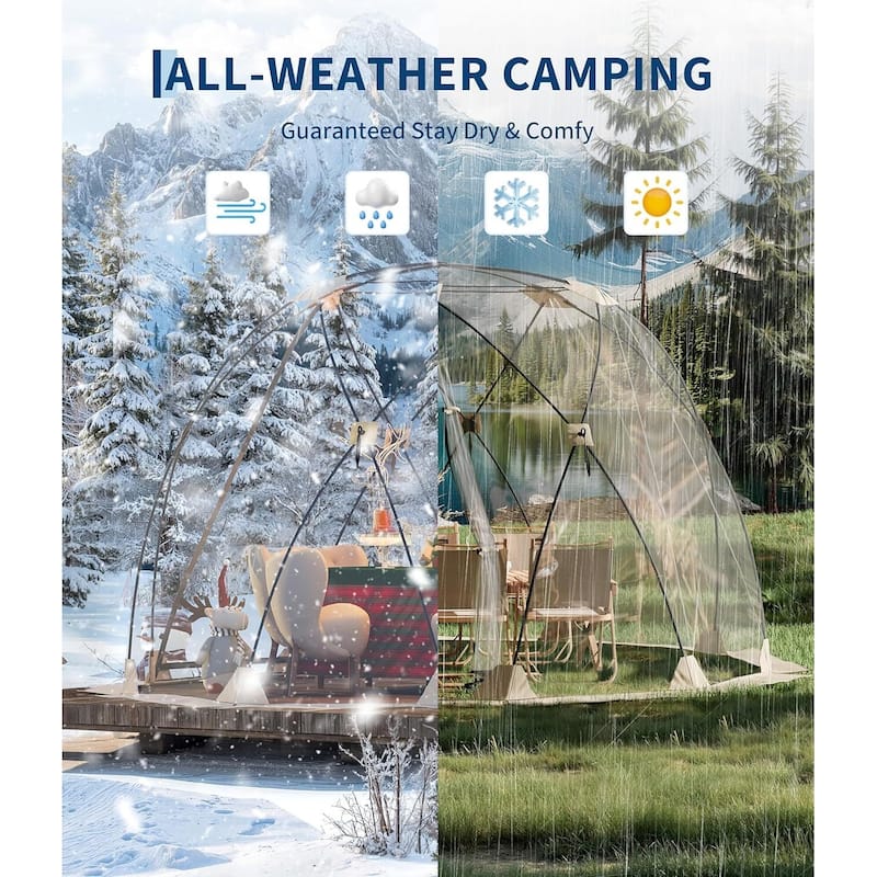 12x12 ft Pop Up Bubble Tent, 4-6 Person Camping Shelter - N/A