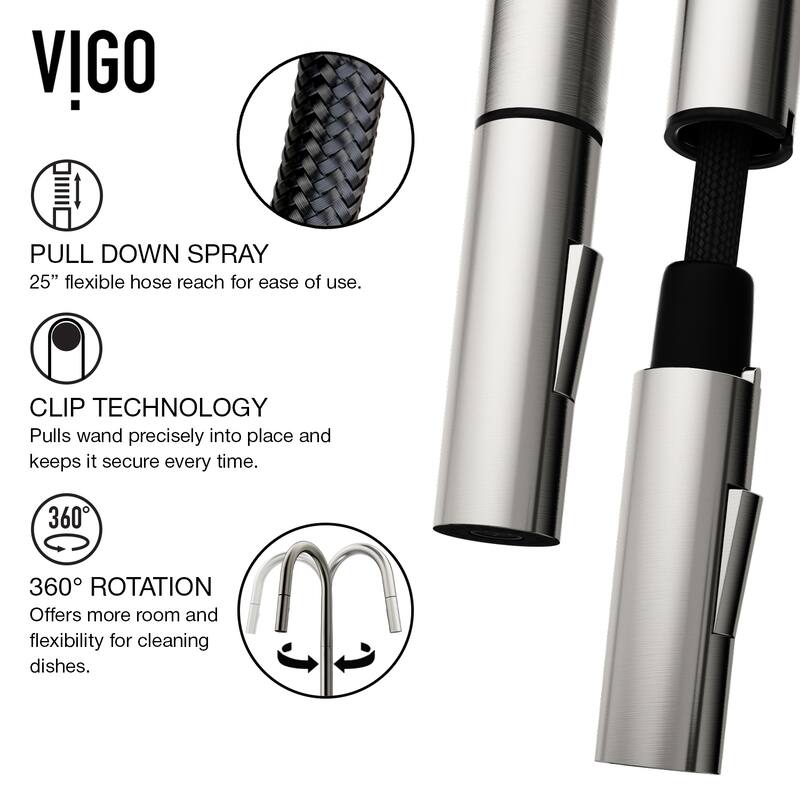 VIGO Greenwich 18" H Single Handle Pull-Down Sprayer Kitchen Faucet