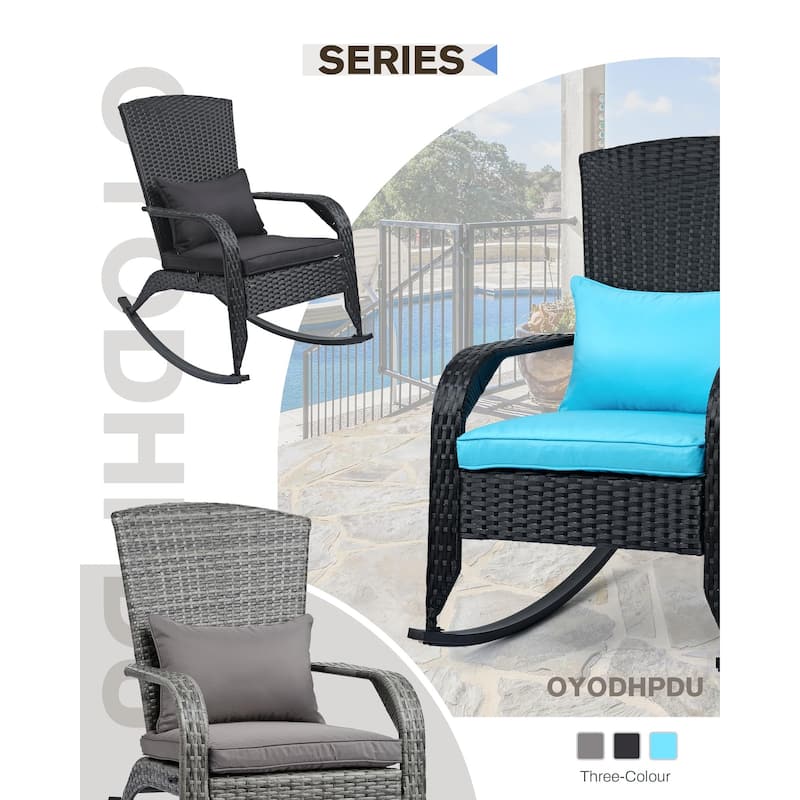 Outdoor Wicker Rocking Chair, Rattan Recliner