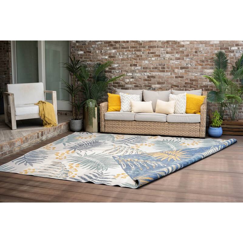 Alfresco Nautical & Coastal Floral & Botanical Reversible Indoor/Outdoor Area Rug