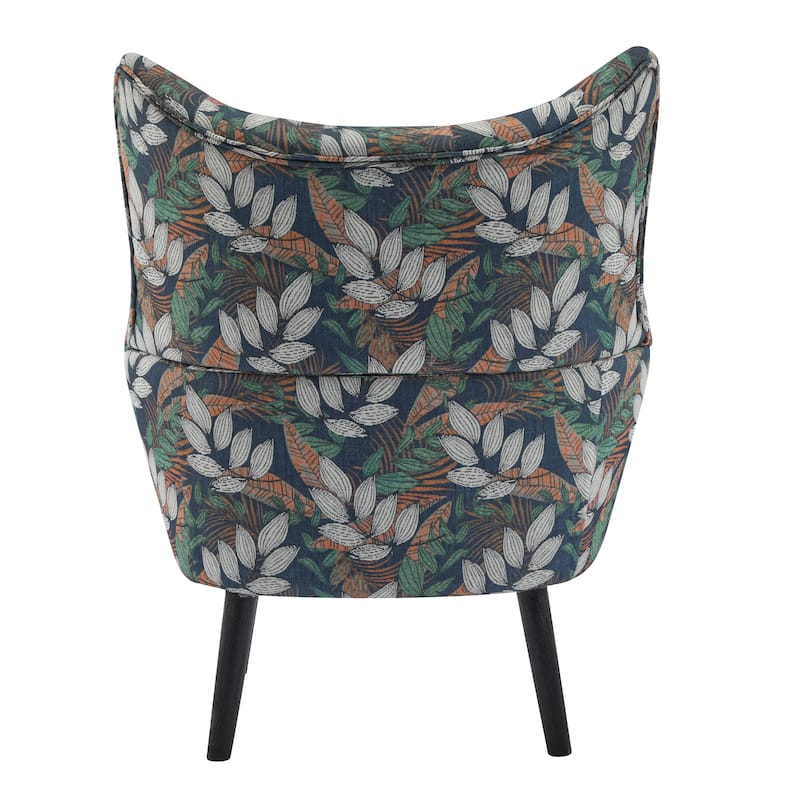 Wingback Chair with Button Tuft & Oak Legs