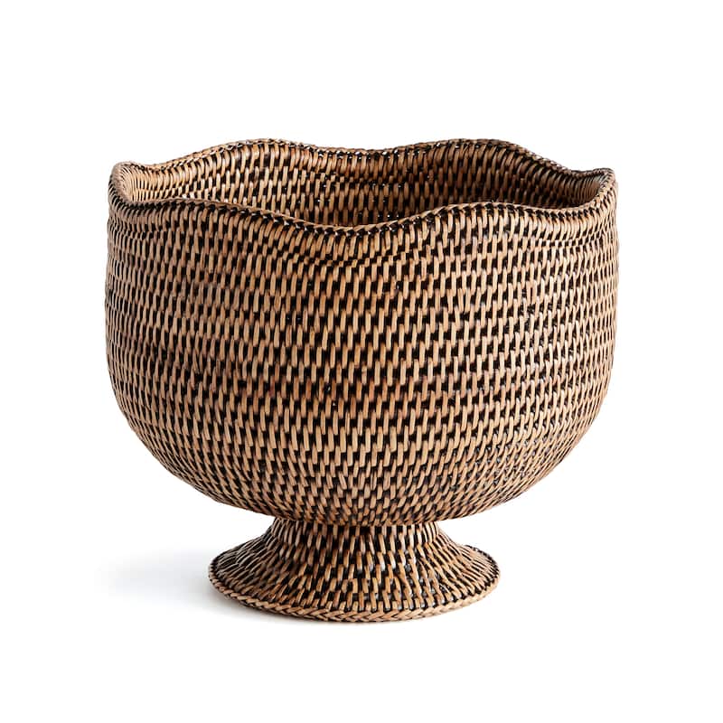 Burma Rattan Footed Cachepot - Warm Brown Rattan