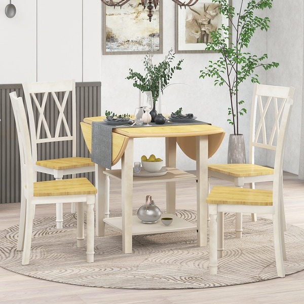 Drop leaf dining sales table with chair storage