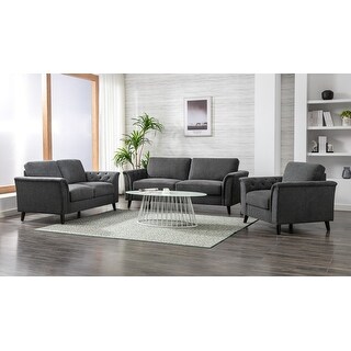 Stanton Dark Gray Linen Sofa Loveseat Chair Living Room Set - Bed Bath ...