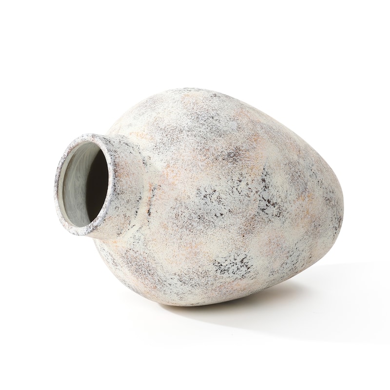 Marbled White Tall Round Stoneware Vase (Single)