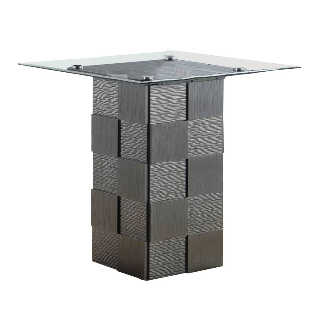 Modern Counter Height Table with Glass Table Top, Gray