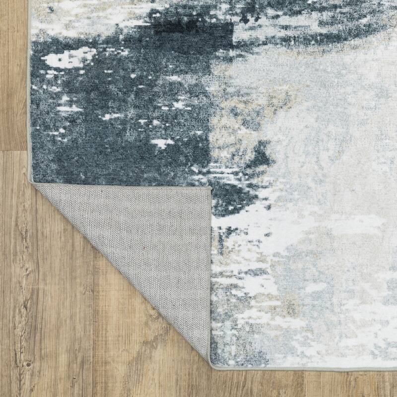 Vista Home Sunderland Abstract Shadows Washable Grey/Ivory Rug Mat