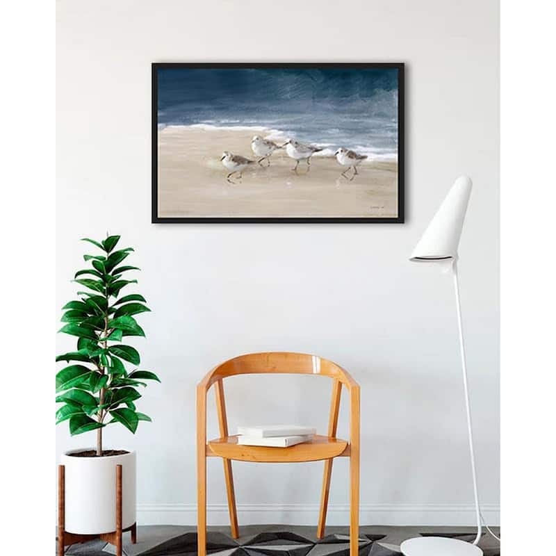 Shore Birds On Sand I Framed Poster - 24 x 36 Inch - Black