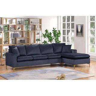Cher Black Velvet Reversible Sectional - Bed Bath & Beyond - 39432116