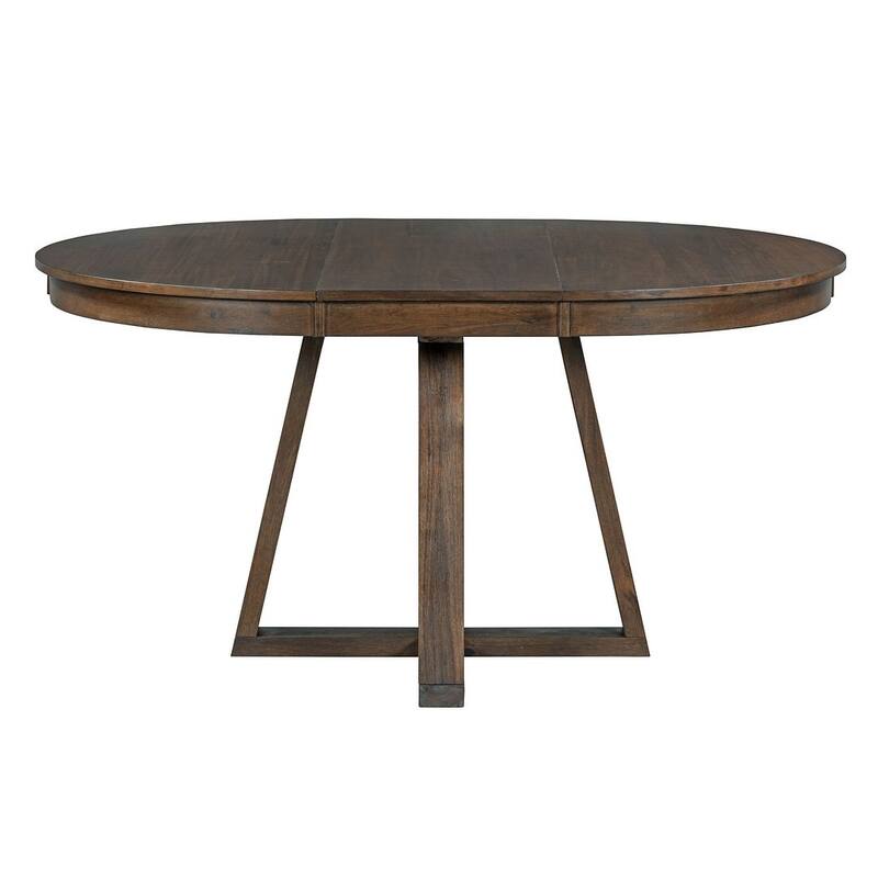 5 Piece Vintage Style Table Set, 42"-58" Extendable Round Dining Table with 4 Upholstered Dining Chairs