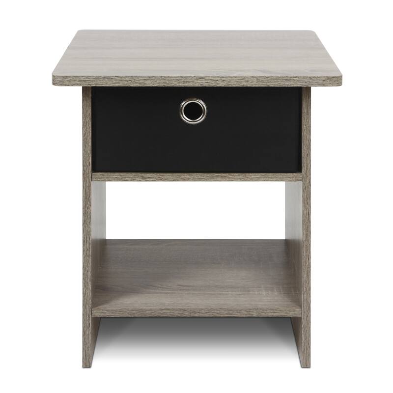 Furinno Dario End Table/ Night Stand Storage Shelf with Bin Drawer