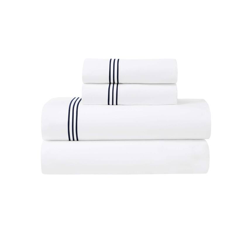 Superior Brandon Cotton Three-Line Embroidered Bed Sheet Set