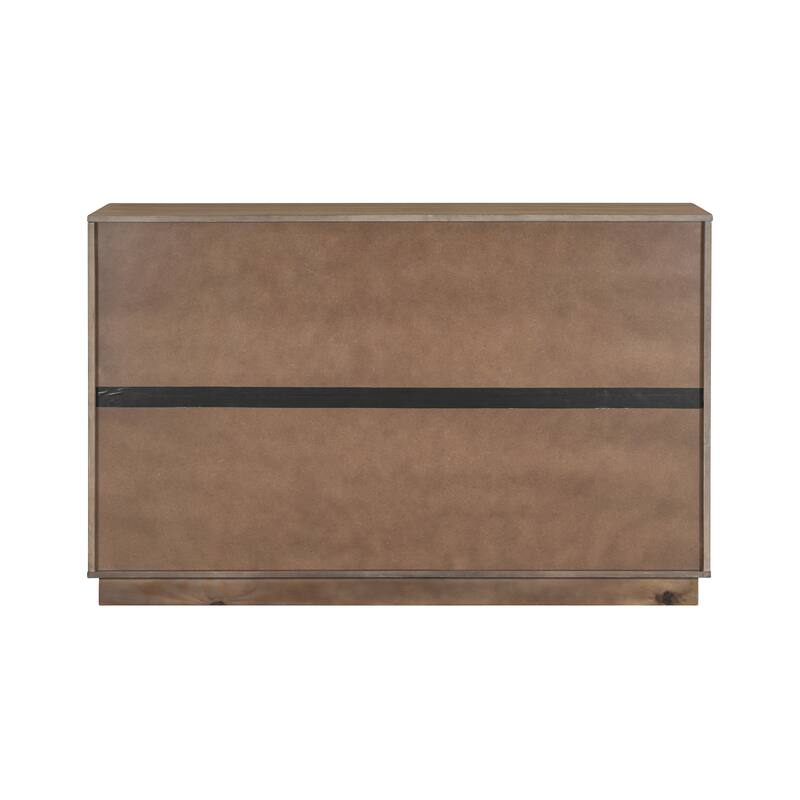 Rustic Wooden Storage Cabinet, Freestanding Buffet Sideboard With Glass Door 7 Drawers Hallway Decorative Cabinet