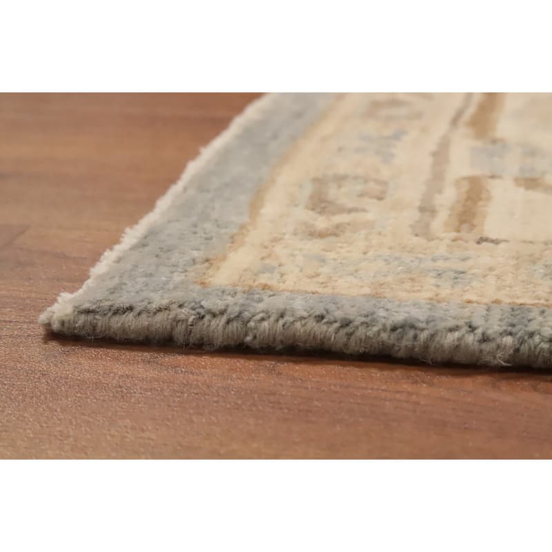 Hand Knotted Oriental 100% Wool Carpet Transitional All-Over Greys & Charcoal Oushak Area Rug - 9' 4'' X 7' 10''