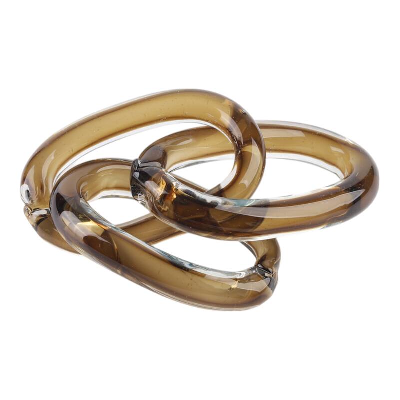 Glass Sculpture Chain Link Figurine for Home Decor - 13" Brown - 13" x 3.5" x 1"