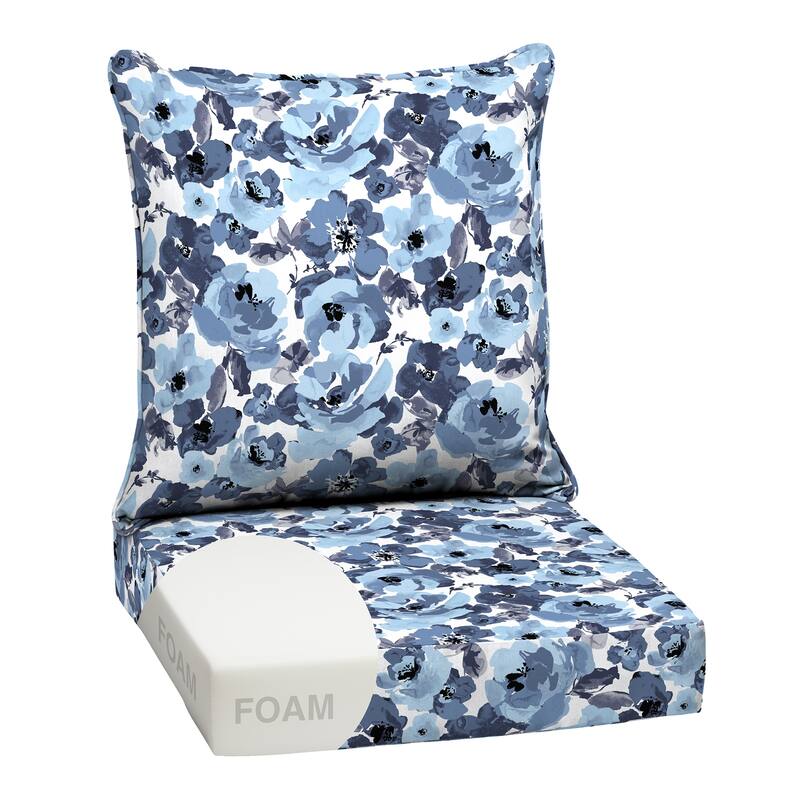 ARDEN Outdoor Foam Deep Seat Cushion Set, 24 in x 24 in - Blue Garden Floral
