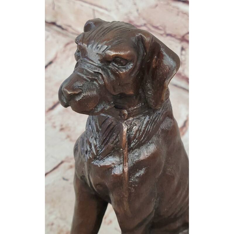 Bronze Dog Sculpture – Noble Canine Guardian Statue On Marble Base