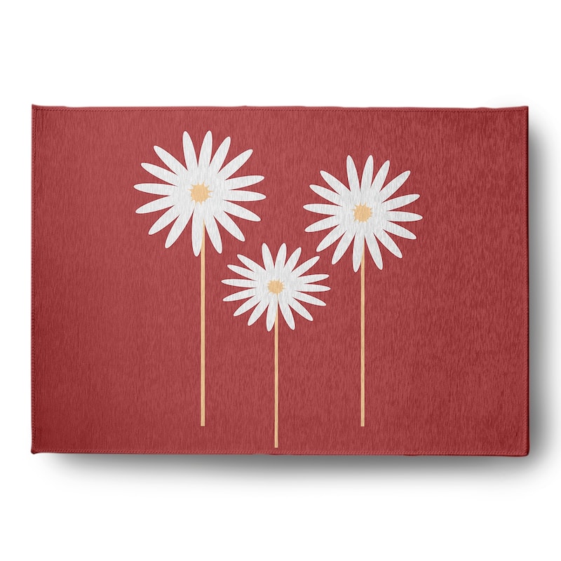 Floral Print Spring Chenille Indoor/Outdoor Rug - Ligonberry Red - 5' x 7'