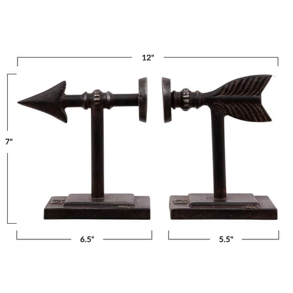 dimension image slide 1 of 4, Arrow Shaped Cast Iron Bookends