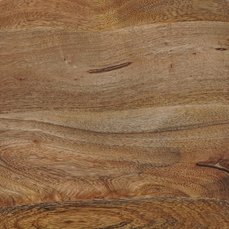 Ela 24 Inch Counter Height Stool, Mango Wood Saddle Seat, Iron Frame, Brown and Black