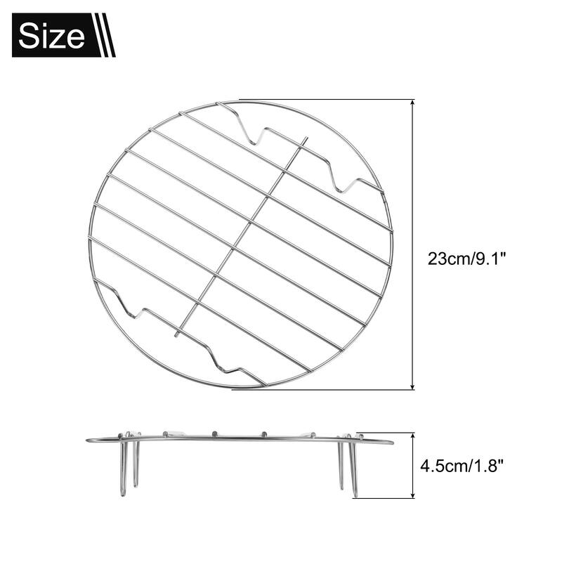 Round Cooking Rack Stainless Steel for Cooking - Silver - 9.1"x1.8"