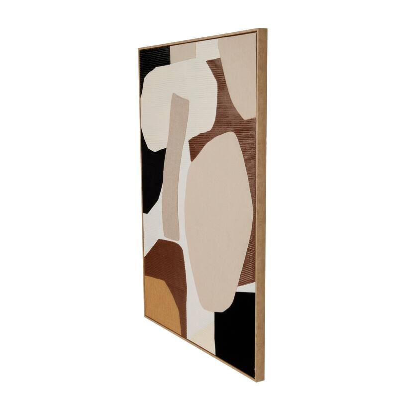 Wood Geometric Abstract Overlapping Circle Wall Art with Cream Accents - Brown - Roche River Decor