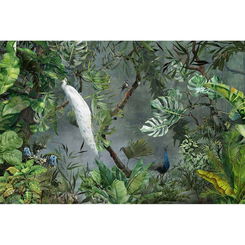 Exotic White Peacock Wallpaper Mural