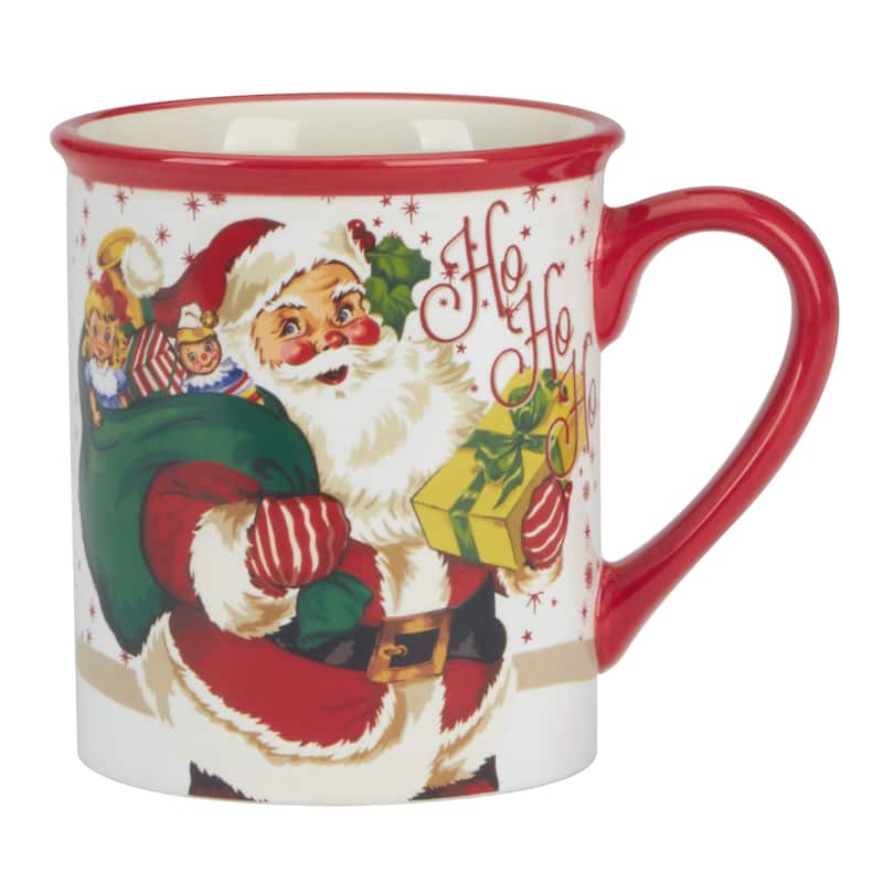 Certified International Santa's Retro 18 oz. Mugs, Set of 4