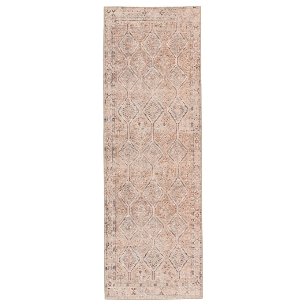 Marquesa Machine Washable Trellis Light Pink/ Blue Area Rug
