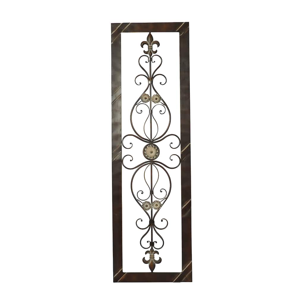Metal Scroll Ornate Wall Decor with Black Frame - Brown - Roche River Decor