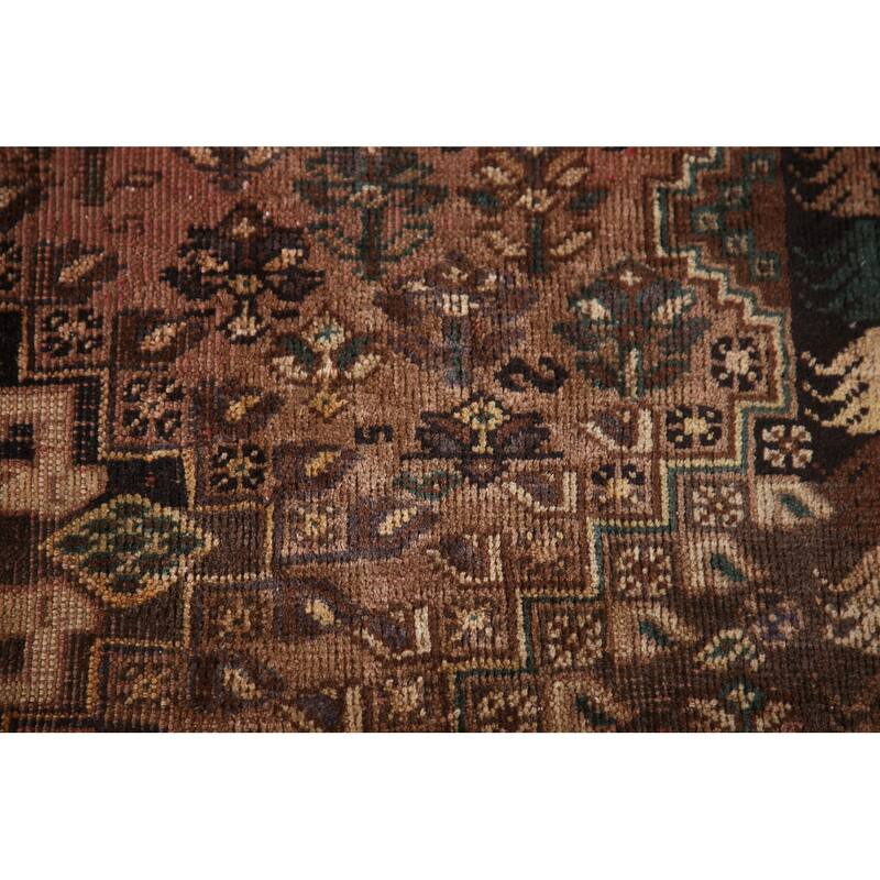 Qashqai Persian Antique Area Rug Hand-Knotted Wool Carpet - 3'9"x 4'10"