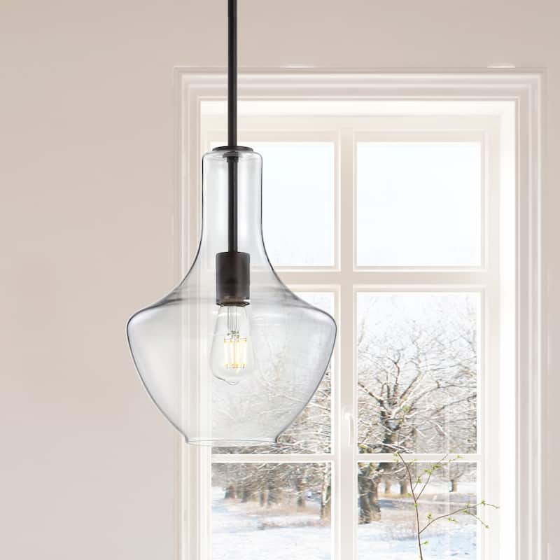 Bettina 1- Light Mid-Century Modern Iron/Glass LED Pendant, by JONATHAN Y