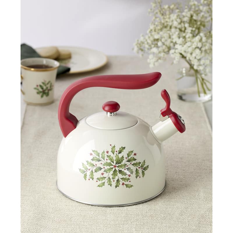 Lenox Holiday Metal Tea Kettle, Christmas
