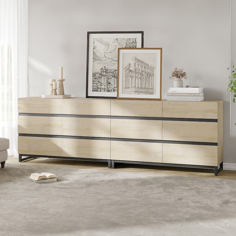 WAMPAT Modern Buffet Sideboards, Sideboard Buffet Cabinet with 6 Drawers , Coffee Bar Storage Cabinet for Kitchen