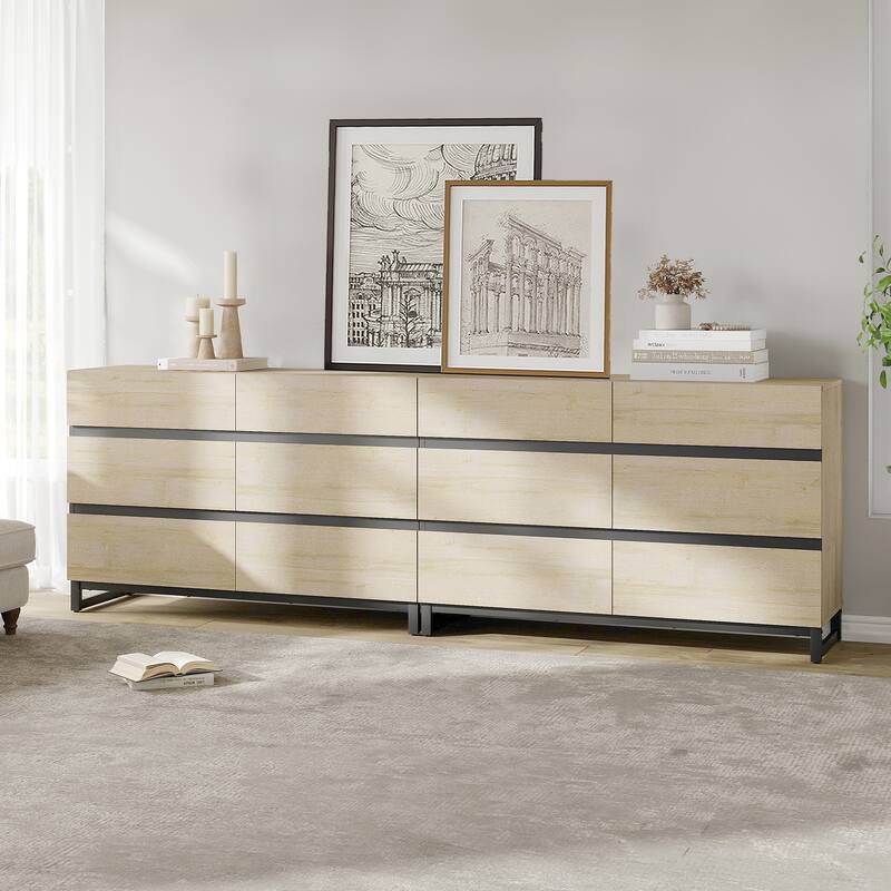 WAMPAT Modern TV Stand for TVs up to 110 inch, Entertainment Center with Drawers , Wood Media TV Console for Living Room