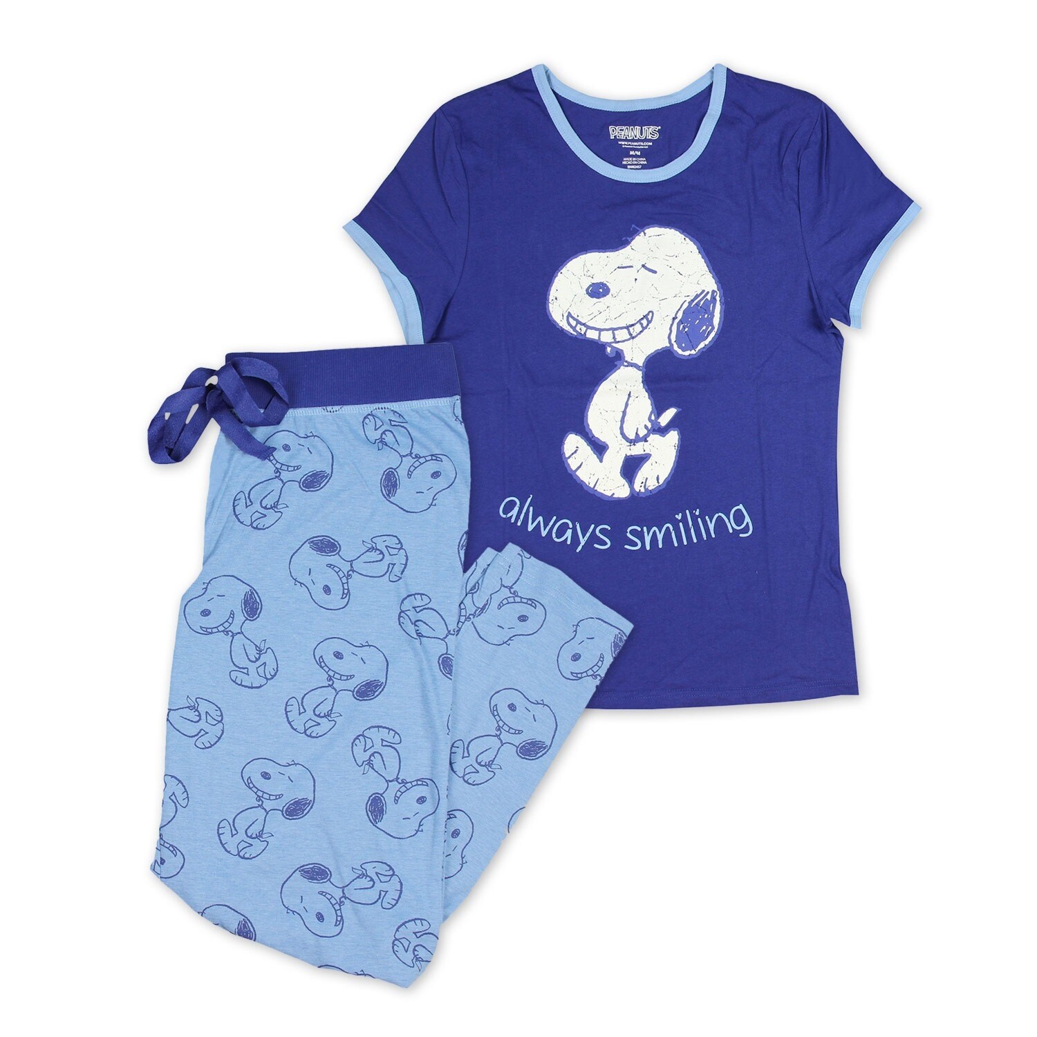 Shop Peanuts Women S Snoopy Pajama Set Matching Blue Pj Top And