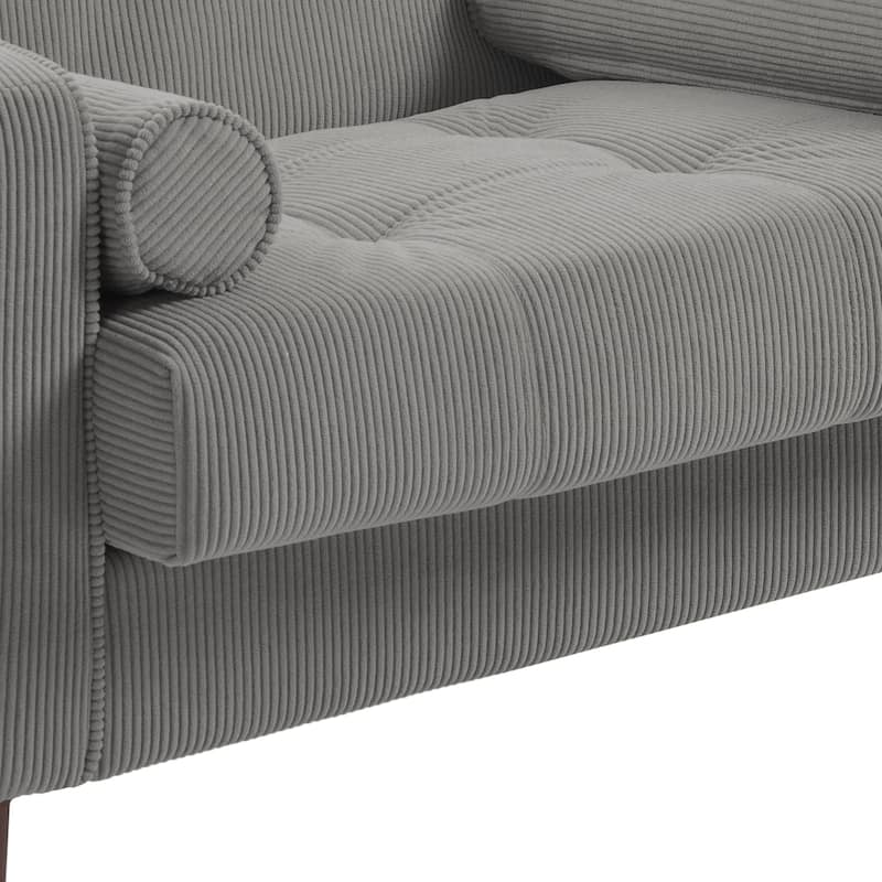 3-Piece Corduroy Tufted Club Armchair and Loveseat Set for Living Room