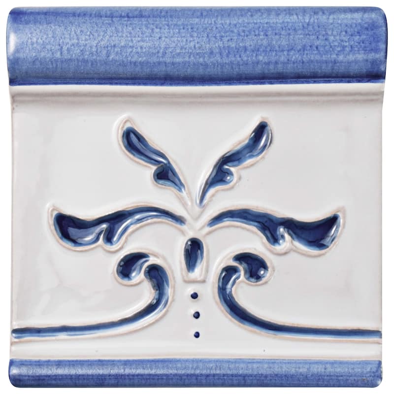 Merola Tile Novecento Friso Evoli Cobalto 5-1/8" x 5-1/8" Ceramic Wall Trim - (1 Tile)