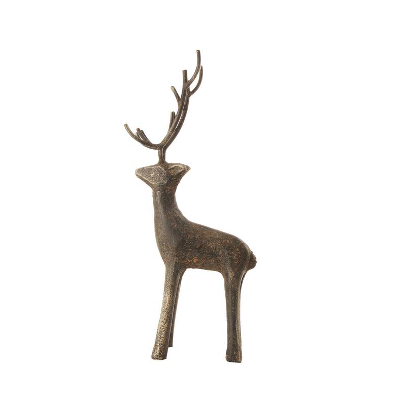 Cast Iron Standing Deer Figurine - Black - Black