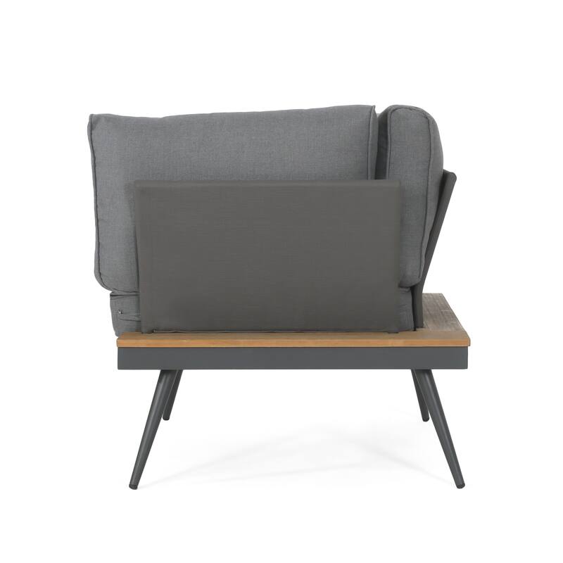 Roomfitters 4-Piece Outdoor Aluminum Patio Sofa Set with V-Shaped Sectional and Coffee Table, Gray