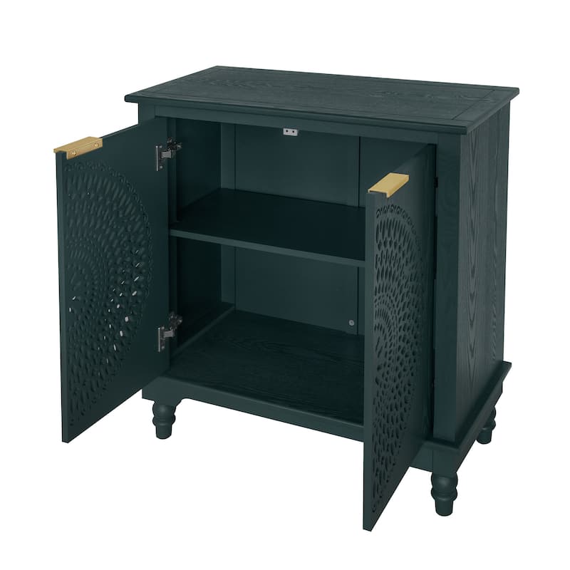 Sideboard Buffet Cabinet, Storage Cabinet with Carved Hollow Pattern, Accent Cabinet with Adjustable Shelf