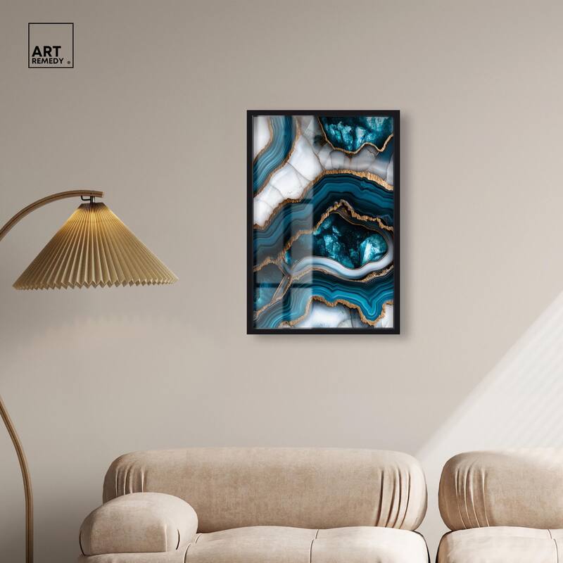 Teal Tectonic III Shadowbox by Art Remedy