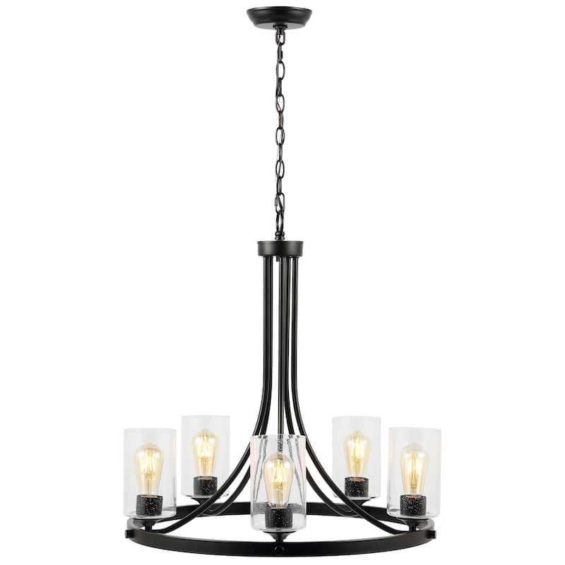 SAFAVIEH Lighting Dilbar 25" Modern & Contemporary Chandelier (5-Bulb) - 25" W x 25" D x 88" H - Black