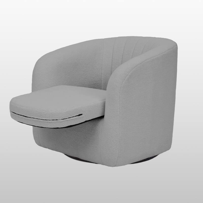 Teamson home - Monroe faux shearing 28.75" Swivel Tub Chair, Gray - 28"L x 29.5"W x 28.75"H