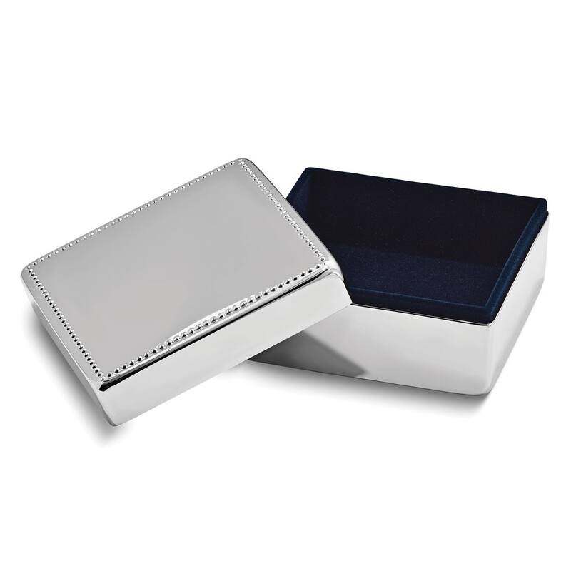 Curata Nickel-Plated Lift Top Square Beaded Edge Box with Flocked Lining