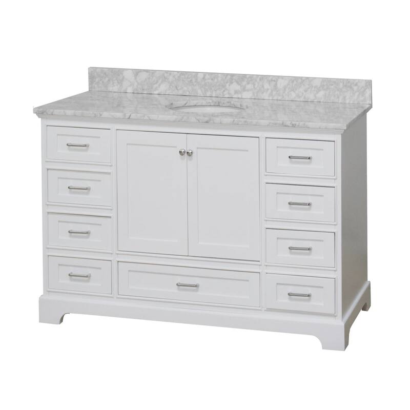 KitchenBathCollection Harper 60" Single Bathroom Vanity with Carrara Marble Top