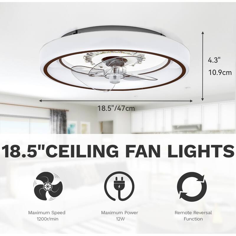 Moasis Dimmable LED 6 Speeds 20" Ceiling Fan Light
