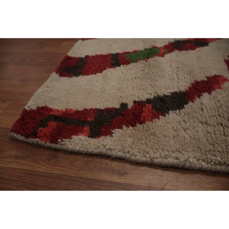 Hand Knotted Oriental 100% Wool Carpet Modern Abstract Beige & Ivories Moroccan Area Rug - 12' 4'' X 9' 2''